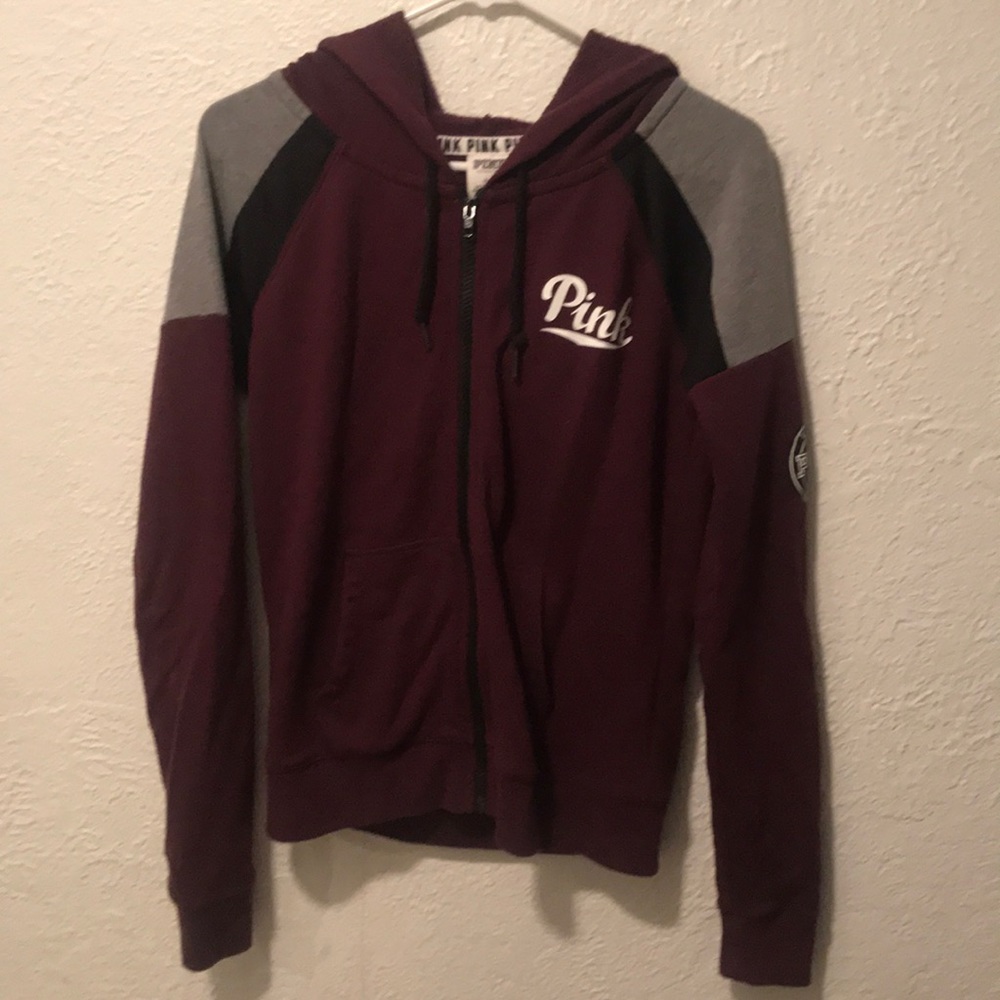 VS PINK - Maroon Zip-Up Hoodie